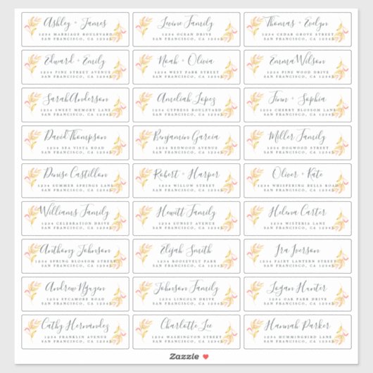 Étiquettes de adresse d'invités Mariages personnal (Feuille)