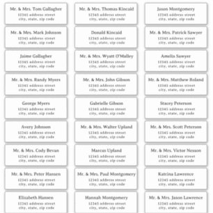 Étiquettes de adresse d'invités Serif simples