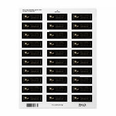 Étiquettes de adresse diplômés en noir et or (Feuille entière)