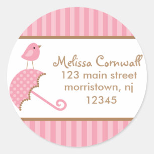 Étiquettes de adresse d'oiseaux roses