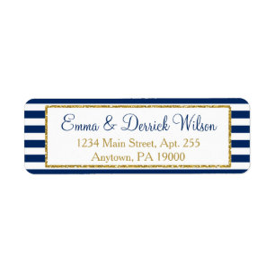 Étiquettes de adresse d'or bleu marine Elegant Dou