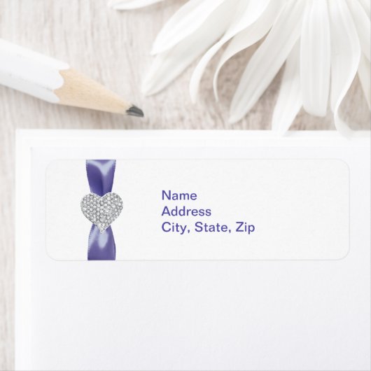 Étiquettes de adresse du coeur bleu violet Diamond (En situation)