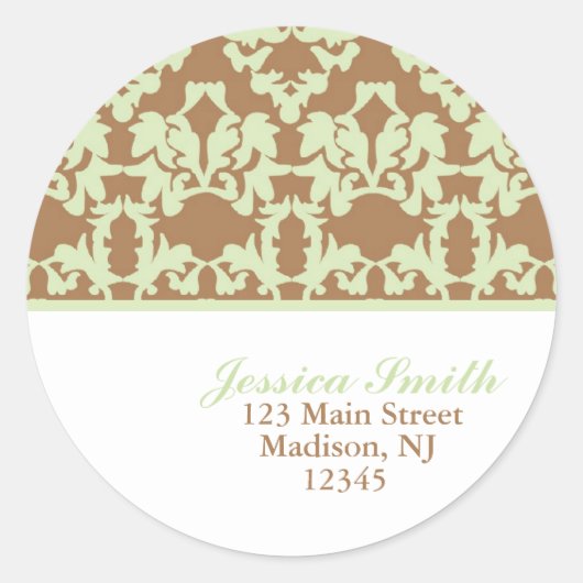 Étiquettes de adresse du modèle Damask (Devant)