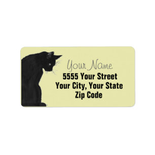 Étiquettes de adresse élégants de chat noir