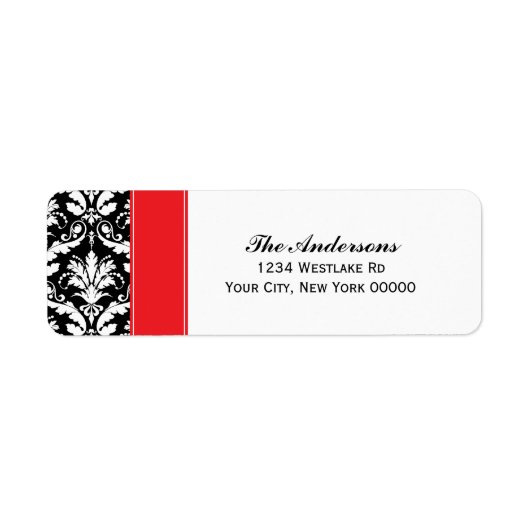 Étiquettes de adresse élégants de modèle Damask (Devant)