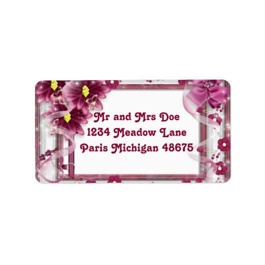 Étiquettes de adresse/Fleurs et Ruban (Devant)