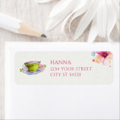 Étiquettes de adresse Floral Teacup (En situation)