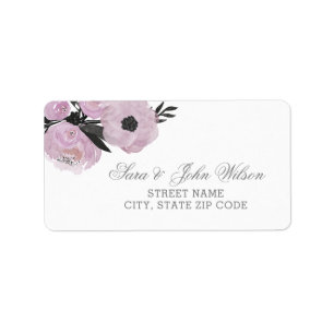 Étiquettes de adresse floraux d'aquarelle pourpre