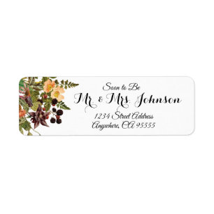 Étiquettes de adresse floraux de région boisée