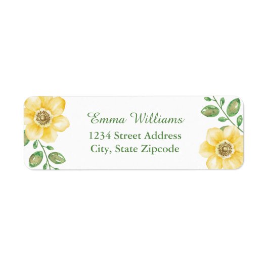 Étiquettes de adresse floraux jaunes (Devant)