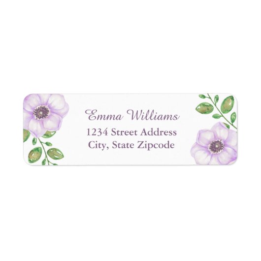 Étiquettes de adresse floraux violets clairs (Devant)