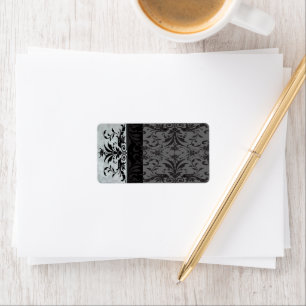 Étiquettes de adresse gris Damask -