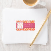 Étiquettes de adresse initiaux rose orange blanc D (En situation)