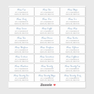 Étiquettes de adresse invités avec script bleu