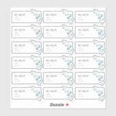 Étiquettes de adresse invités Blue Eucalyptus Spri (Feuille)