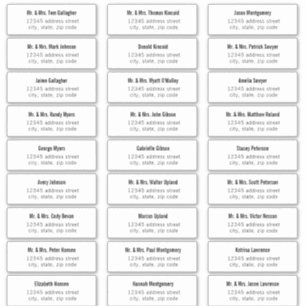 Étiquettes de adresse invités de type Bold