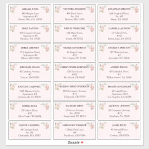Étiquettes de adresse invités Mariages Blush Flora