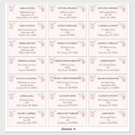 Étiquettes de adresse invités Mariages Blush Flora (Feuille)
