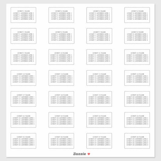 Étiquettes de adresse invités pour 28 enveloppes d (Feuille)