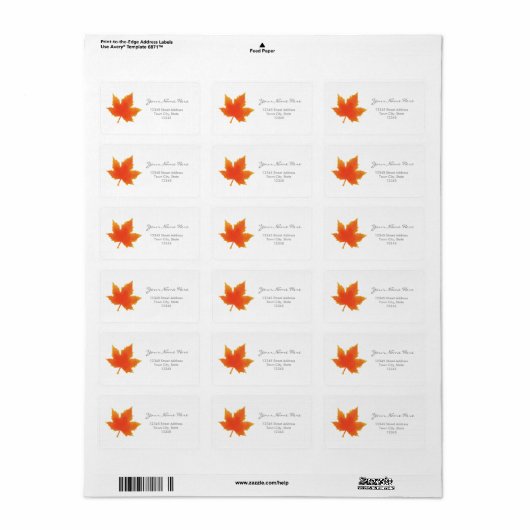 Étiquettes de adresse Maple Leaf (Feuille entière)