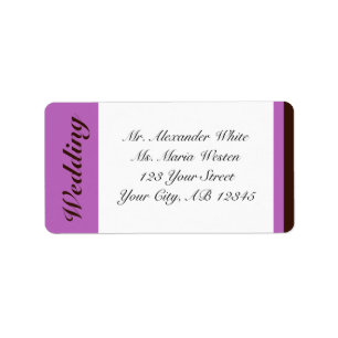 Étiquettes de adresse Mariage Brown à bande violet