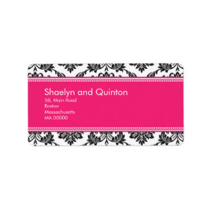 Étiquettes de adresse Mariage damassé rose chaud