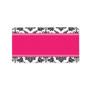 Étiquettes de adresse Mariage damassé rose chaud