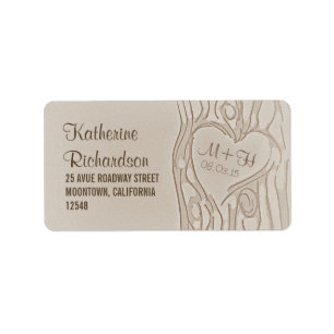 étiquettes de adresse mariage d'arbre sculpté