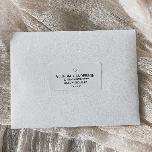 Étiquettes de adresse Mariage simple Gold Heart
