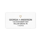 Étiquettes de adresse Mariage simple Gold Heart (Devant)