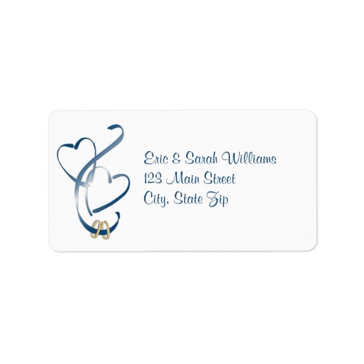 Étiquettes de adresse Mariages de Blue Hearts (Devant)