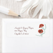 Étiquettes de adresse Mariages de Red Peonies (En situation)