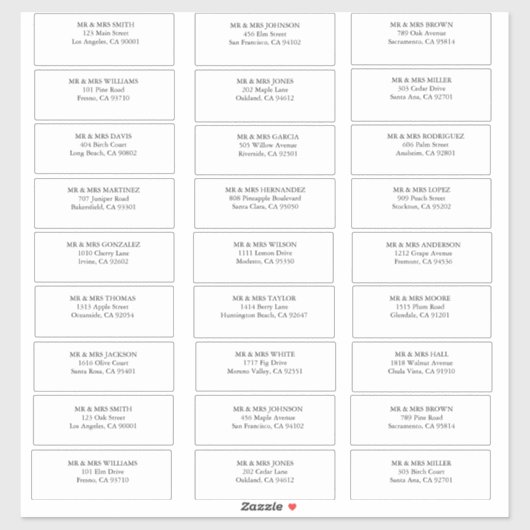 Étiquettes de adresse mariages d'invités simples e (Feuille)