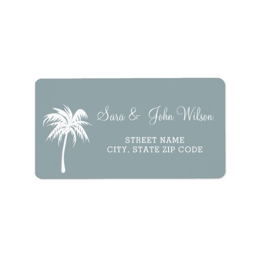 Étiquettes de adresse Mariages Dusty Blue Palm Tre (Devant)