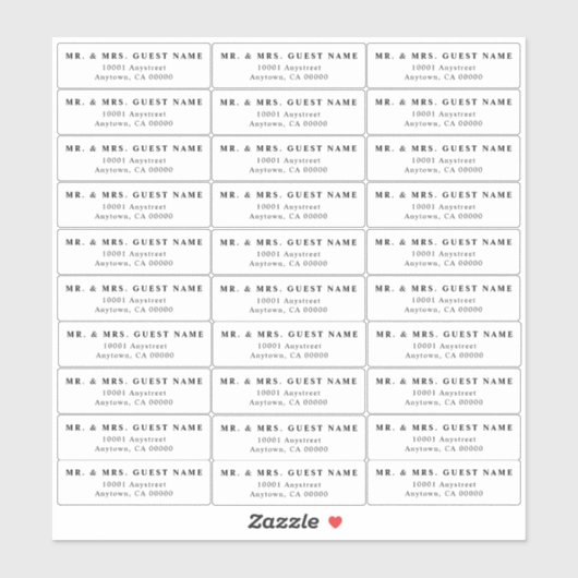 Étiquettes de adresse mariages invités (Feuille)