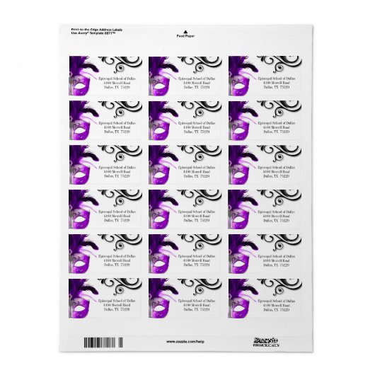 Étiquettes de adresse masqués (Feuille entière)