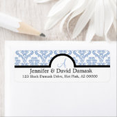 Étiquettes de adresse Monogramme Mariage damassé b (En situation)