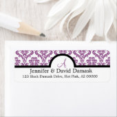 Étiquettes de adresse Monogrammes Mariage damassé  (En situation)