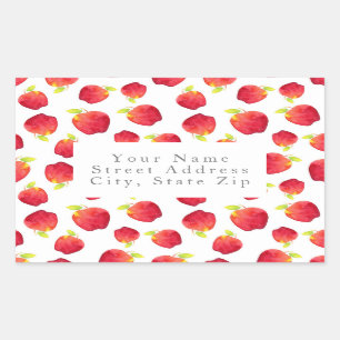 Étiquettes de adresse Motif de la pomme rouge aqua