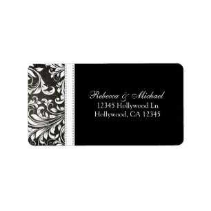 Étiquettes de adresse noirs et blancs élégants