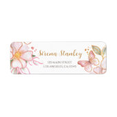 Étiquettes de adresse papillons | Baby shower d'or (Devant)