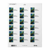 Étiquettes de adresse Peacock Bleu Verre (Feuille entière)