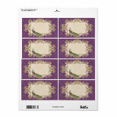Étiquettes de adresse - Peacock Vintage violet & C (Feuille entière)