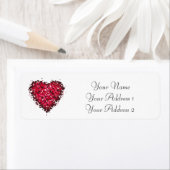 Étiquettes de adresse personnalisés de Red Hearts (En situation)