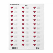 Étiquettes de adresse personnalisés de Red Hearts (Feuille entière)
