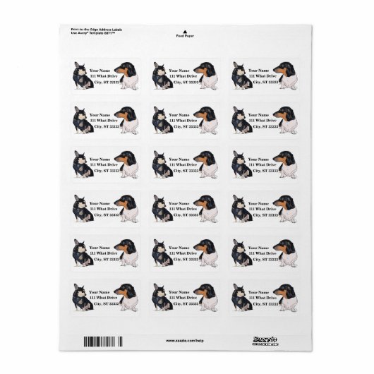 étiquettes de adresse pour animaux (Feuille entière)