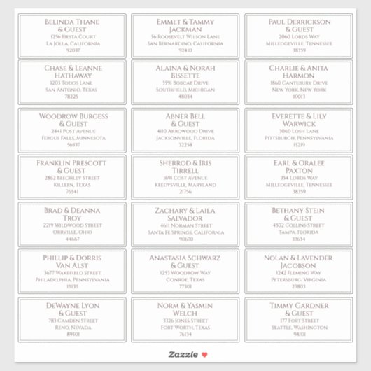 Étiquettes de adresse pré-adressés (Feuille)