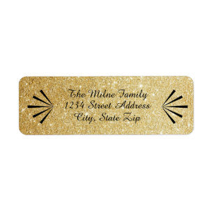 Étiquettes de adresse rétro de Faux Gold Parties