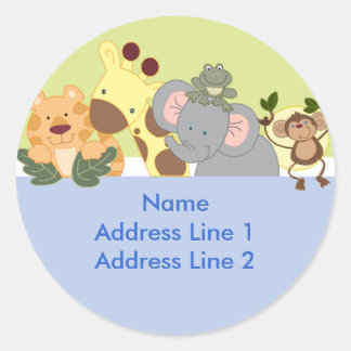 Étiquettes de adresse ronds - Jungle Safari bleu /