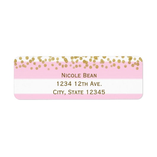 Étiquettes de adresse Rose Blanc & Or Faux Confett (Devant)
